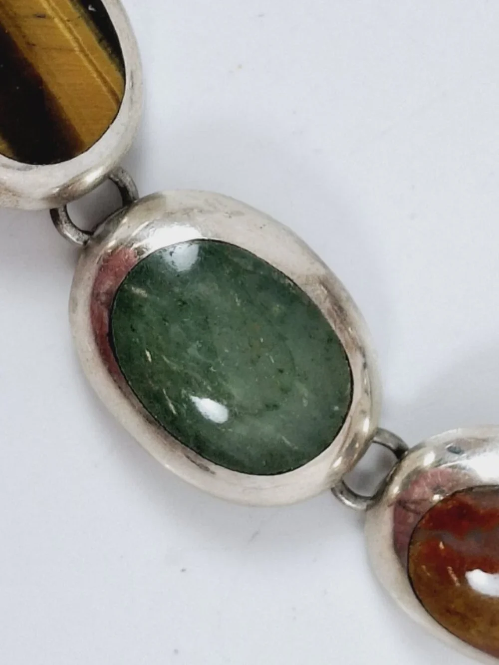 Vintage 1950s Taxco Mexico 925 Sterling Silver Multi Gemstone Link Bracelet - Picture 14 of 15
